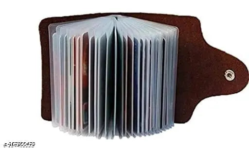 Brown PU card holder with 2 compartments, ideal for personal use or gifting, stylish and fashionable faux leather design