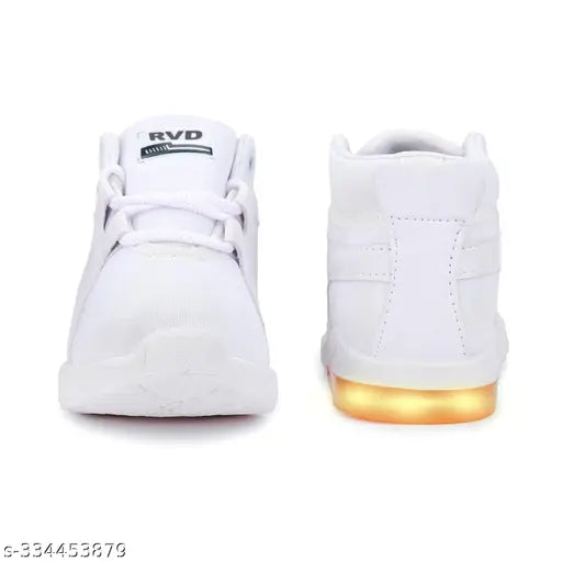 White sneakers with glow-in-dark accents, Velcro straps