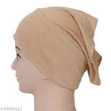 Tan satin hijab under tube cap