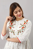 Cotton Cambric printed Anarkali kurti for women, three-quarter sleeves, S size (bust 36in, length 49in), Indian fashion