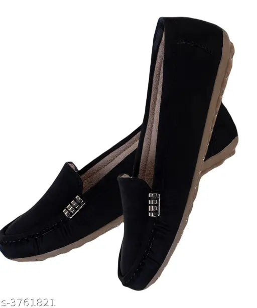 Synthetic leather women's casual soft loafer in solid net pattern, TPR toe, round toe style. [India-made]