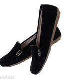 Synthetic leather women's casual soft loafer in solid net pattern, TPR toe, round toe style. [India-made]