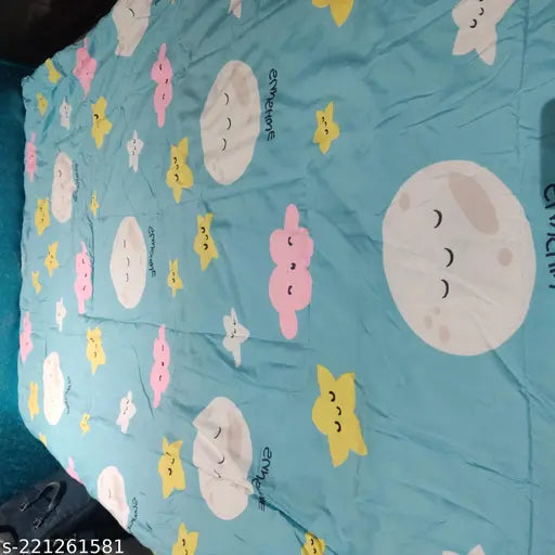 Light blue cotton baby comforter, single size (90x60in), ideal for winter