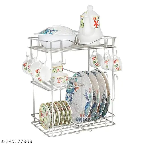 Stainless steel 3-shelf kitchen dish rack, modern storage rack, utensils rack