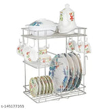Stainless steel 3-shelf kitchen dish rack, modern storage rack, utensils rack