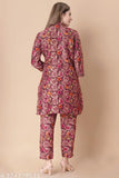 Designer foil printed modal coord set, three-quarter sleeves party wear on hanger, India origin