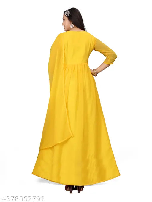 Indian KAVERI_YELLOW georgette blouse, embroidered three-quarter sleeves, M (38in), L (40in), XL (42in), XXL (44in), XXXL (46in)