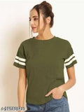 Cotton blend fancy graceful women's t-shirts (pack of 2), lightweight and comfortable for work, party, or casual wear - latest contemporary casual fashion trend from India
