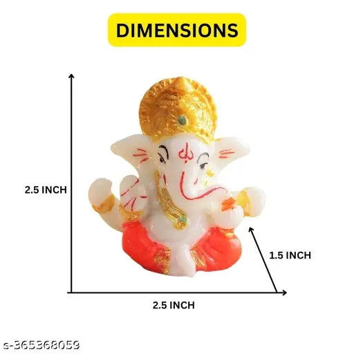 Resin Ganesha idol, Indian decorative statue for pooja room or car dash, 5" high, poly resin figurine