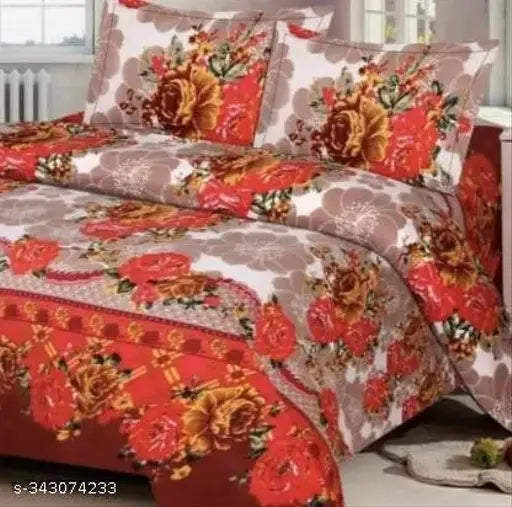 Soft, polycotton floral flat sheets set (144 thread count), perfect for a summer morning makeover in adult bedrooms. Includes 2 pillow covers (17" x 27"), made in India