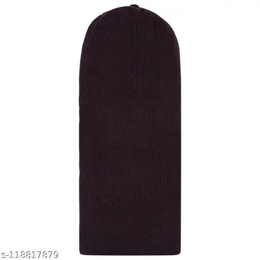 Maroon wool Mens Balaclava/Monkey Cap - high-quality, warm, reversible, stretchable monkey cap for men & women (India)