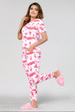 Viscose rayon nightsuit set for women, adorable top and pyjama bottoms, available in S, M, L, XL sizes