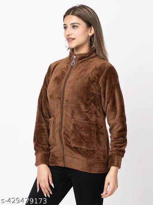 Lo G Lo women's solid polycotton zipper sweatshirt, long sleeves, printed pattern, winter wear, India