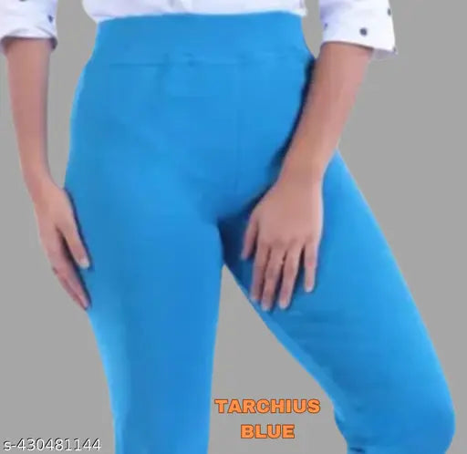 Cotton blend plain women's jeggings, OE fabric recycled, versatile for any occasion, high-waisted design