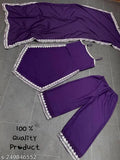 Purple Georgette embroidered Indian kurta set with dupatta and plazzo, perfect for festive partywear