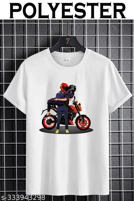 Printed polyester KTM bike GF LIFT short sleeved athletic wear with net pattern, on mannequin in gym setting