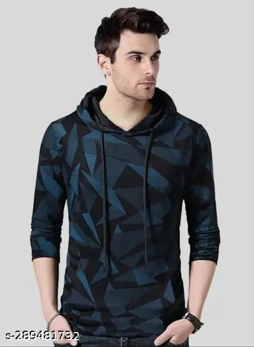 Green cotton mens hoodie with printed design, perfect for athletic activities like running or workouts. Machine washable and quick-drying for comfort. Regular fit style, made in India