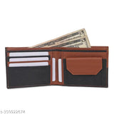 Dual-color faux leather/leatherette men's card slider wallet. Well-designed, durable, and compact with 3 credit card slots, secret pockets, coin pocket, and 2 currency compartments. Made in India by BEING ICON