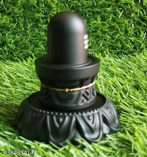 Marble dust Matt Black Shiv Pindi idol for spiritual worship, size 7cm x 7cm x 7cm