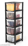 Black modular drawer organizer, 5 shelves, storage container for home office or school