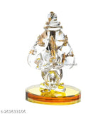 Golden glass Crystal Two-faced Ganesha statue, home temple decoration