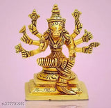 Brass handcrafted Varahi Amman 8-handed statue, gold-colored showpiece, Indian artifact, 6cm height, 1 piece
