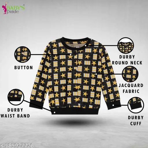 Kids star jacquard sweatshirt, premium quality long sleeves, printed net design for baby & kids casual wear