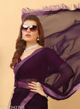 Dark blue shibori georgette silk saree with printed lace and blouse