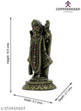 Multicolor black resin Krishna idol, Murti Spandan Shreenathji statue for home temple gift, 6.5cm (L) x 14.5cm (H) x 2.5cm (B), Indian spiritual decor