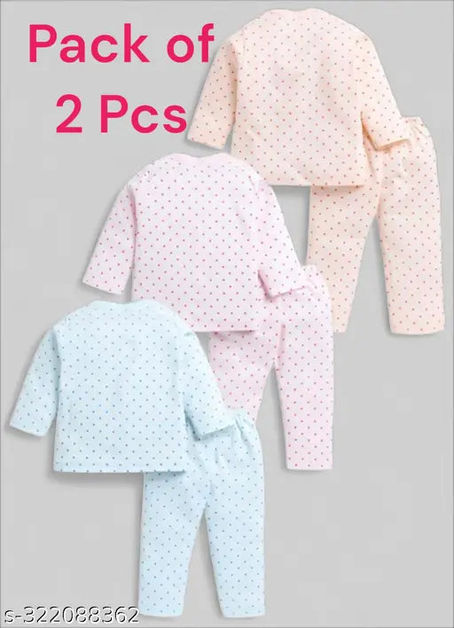 New born baby knight suit, pack of 2. Printed cotton blend full sleeves top & bottom. High quality Indian made