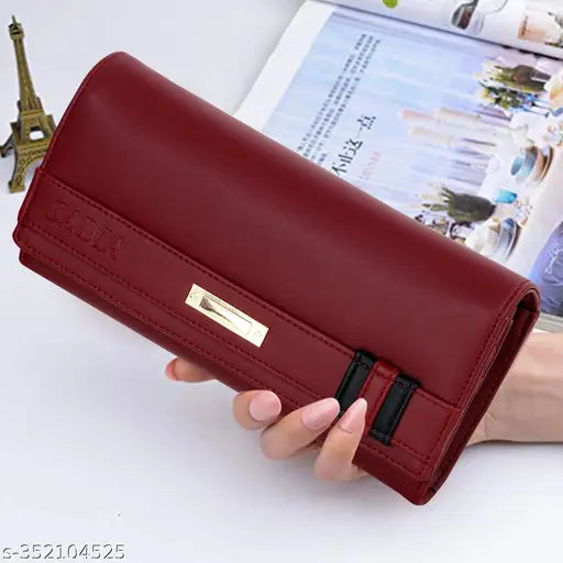 Sadia fancy ladies hand clutch wallet, faux leather with 4 card slots and 2 phone pockets, for girls