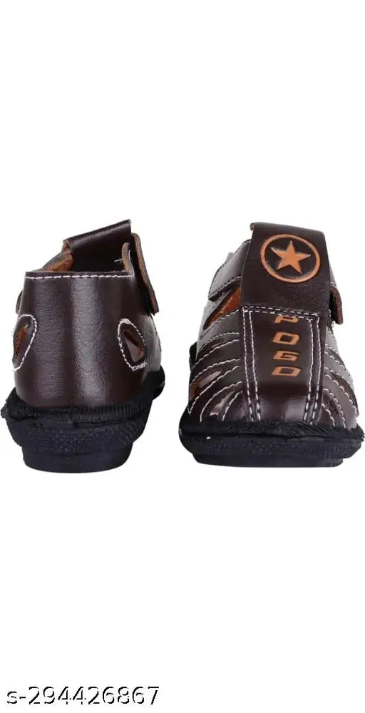 Brown Mesh and PVC sandals for kids aged 4.5 to 12 years, trendy and comfortable with soft footbeds for walking and working all day