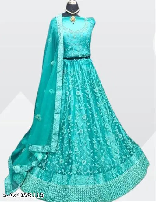 Trending pink designer lehenga choli with dupatta & blouse, intricate embroidery on net fabric, Indian party wear