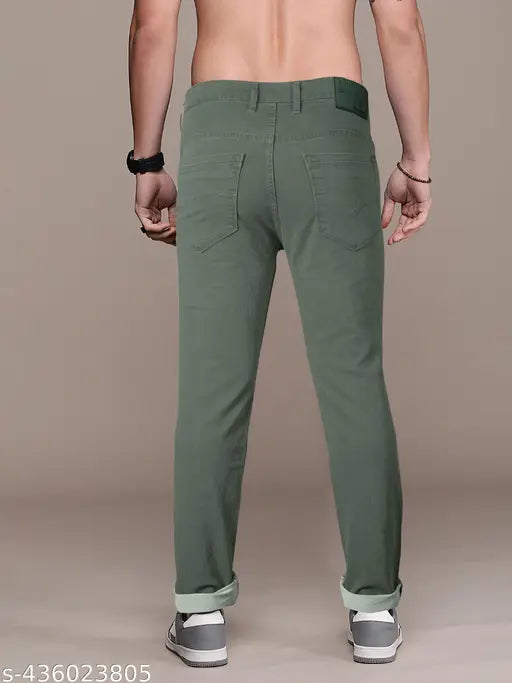 Green denim men's relaxed jeans by Rigbone, perfect for regular attire, stretchable and available in sizes 30-48