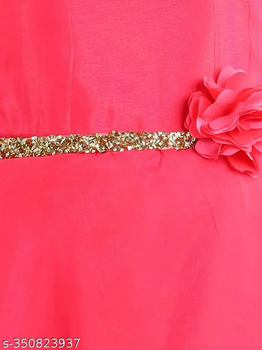 Rose Pink net dress, shoulder straps, 10-11 years, Indian-made children's party wear