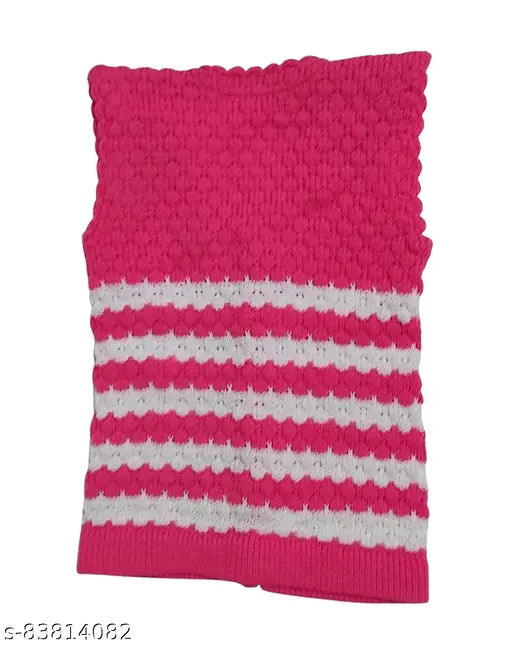 Multicolor striped wool sleeveless sweater pack-2 for 1-2 year baby boys & girls, premium handmade inner wear for winter