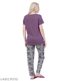 Cotton nightsuit set - pack 1, printed net design, women's short sleeve pyjamas by Litelooks