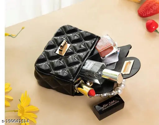 Silicone side shoulder crossbody sling bag, high quality, black, silver hardware, adjustable strap, multiple pockets, zip closure