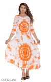 Attractive orange and white women's anarkali kurti daily wear long skirt