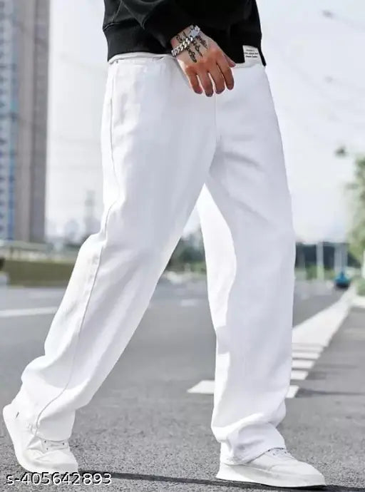 Classic white denim jeans, timeless fit for men's fashion, premium quality denim, versatile style for any occasion. (Size: 28, 30, 32, 34, 36; Made in India)