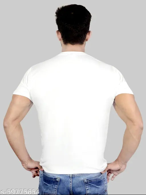 Trendy cotton-silk men's t-shirt with short sleeves, printed design, available in multiple sizes (XS-XL), Indian origin