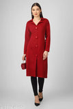 Red women's long coat with collar