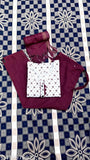 Maroon dupatta with matching salwar, traditional mehroon print style