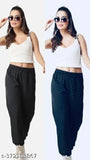 Dark blue jogging pants with elastic waistband and drawstring closure