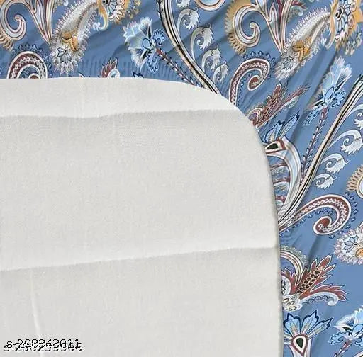Comfort Palace premium cotton elastic king size fitted bedsheets with floral design & 2 pillow covers, ideal for summer use on double bed (72x78+10 inches)