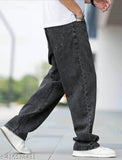 Men's black denim jeans with four pockets