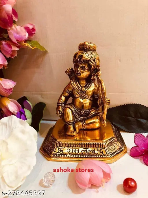White metal Lord Ram idol in a showpiece with a dhanush, for home decor