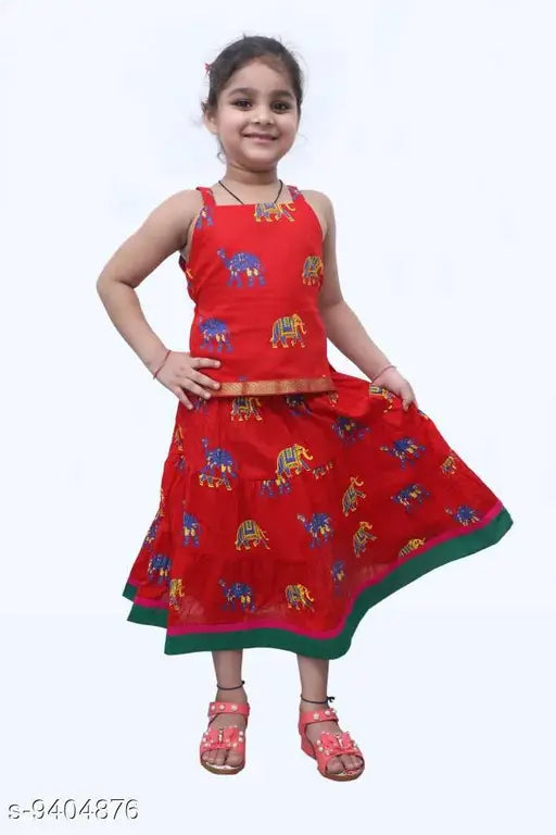 Animal print cotton lehenga choli set for toddlers, vibrant Jaipuri Rajasthani ethnic wear