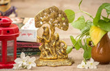 Gold Oxide Metal Crafticia Radha Krishna Idol with Flute under Tree, 14X7.5X19 CM