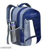 Blue and gray backpack with multiple pockets, designed for men, ideal for travel or daily commute